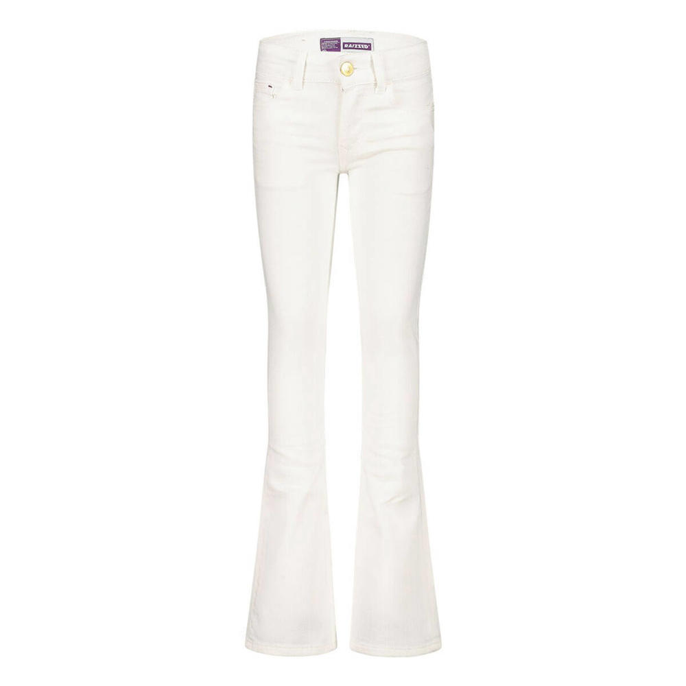 Witte meisjes Raizzed high waist flared jeans Melbourne van stretchdenim met rits- en knoopsluiting en effen