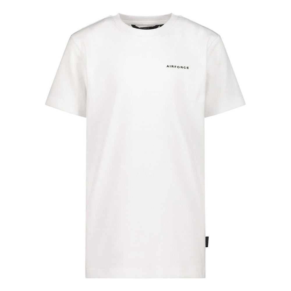 Witte jongens Airforce T-shirt van katoen met effen, korte mouwen en ronde hals