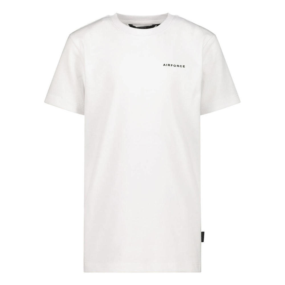 Witte jongens Airforce T-shirt van duurzaam katoen met korte mouwen en ronde hals
