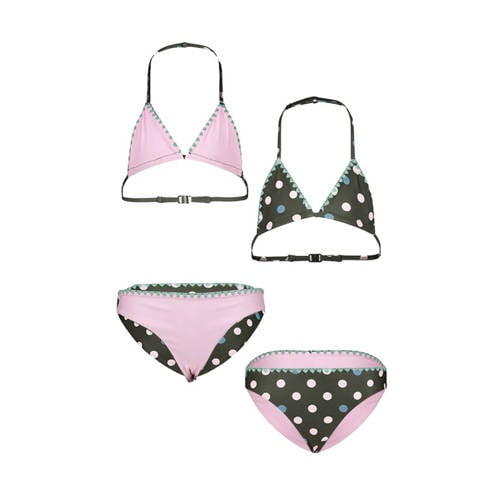 Shiwi reversible triangel bikini zwart/roze Meisjes Polyester Stip