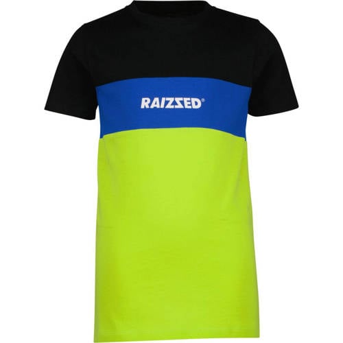 Raizzed T-shirt zwart/blauw/limegroen Jongens Stretchkatoen Ronde hals