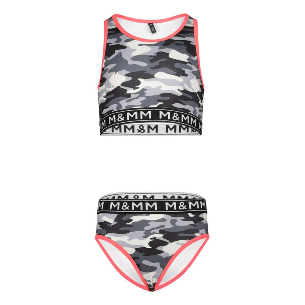 Me & My Monkey crop bikini donkergrijs/roze