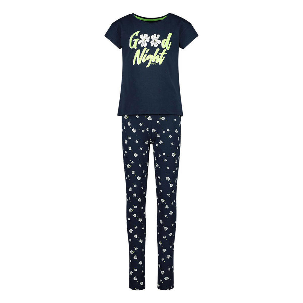Vingino pyjama WILAH met all over print donkerblauw/wit