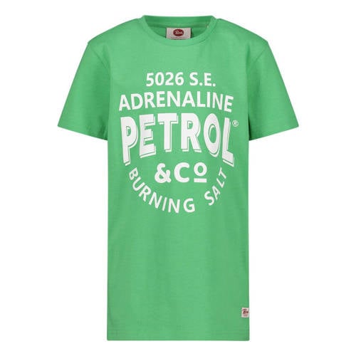 Petrol Industries T-shirt met logo fel groen Jongens Katoen Ronde hals