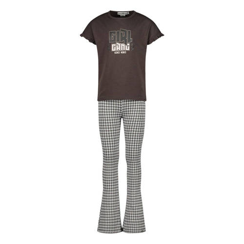 Koko Noko pyjama met printopdruk grijs/zwart/wit Meisjes Stretchdenim Ronde hals