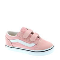 thumbnail: Roze en witte meisjes VANS Old Skool sneakers van iel en suède met klittenband