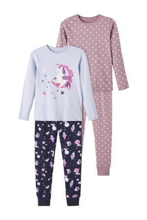 pyjama - set van 2 all over print roze/lila