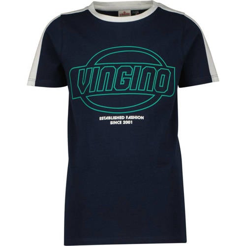 Vingino T-shirt met printopdruk donkerblauw Jongens Katoen Ronde hals Printopdruk