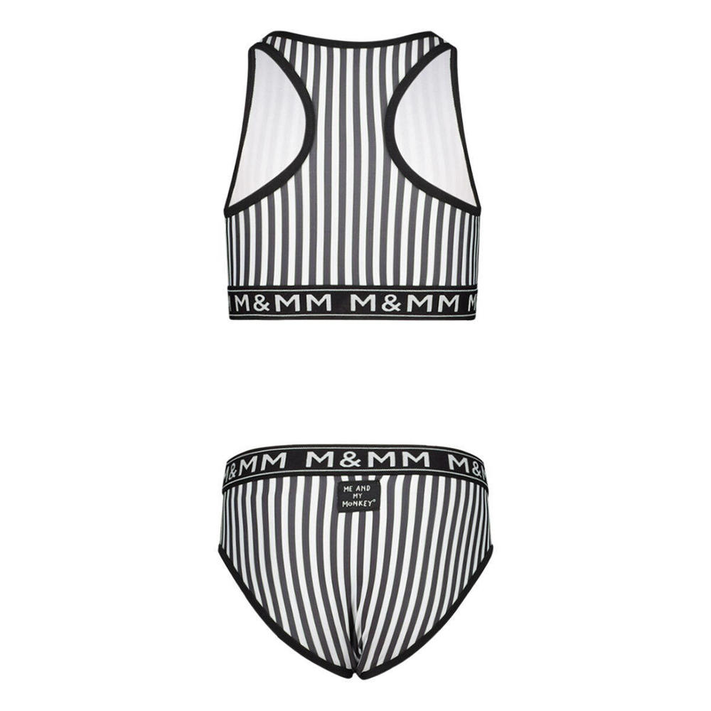 Me & My Monkey gestreepte crop bikini zwart/wit