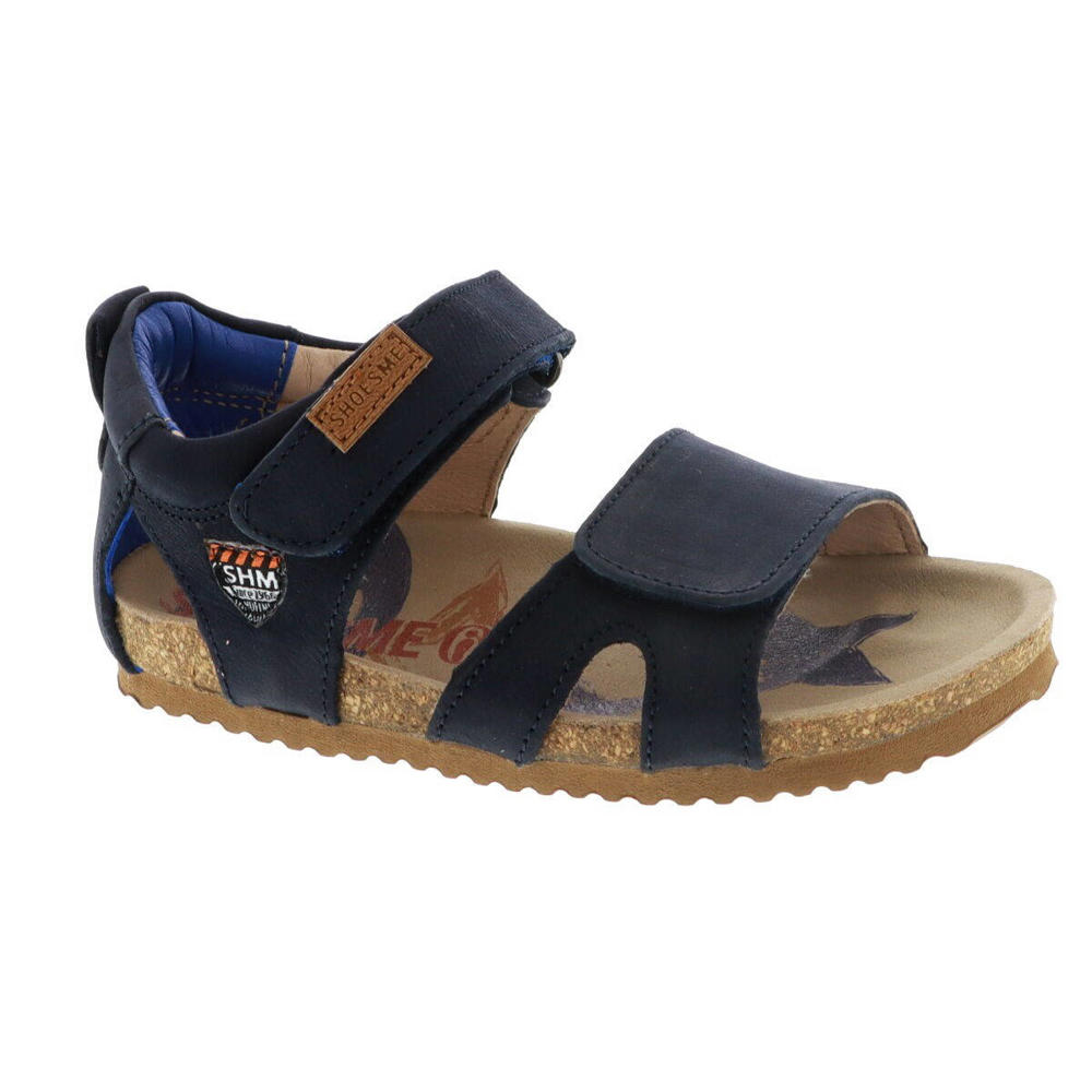 Donkerblauwe jongens Shoesme BI21S096-A suède sandalen met klittenband en effen