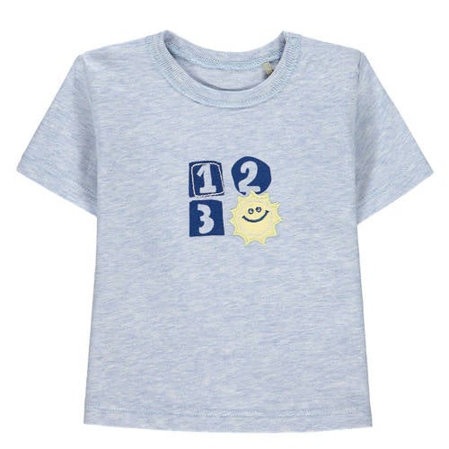 Kanz baby T-shirt met printopdruk blauw Jongens Katoen Ronde hals Printopdruk