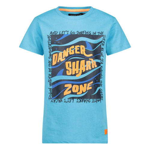 Orange Stars T-shirt met printopdruk blauw Jongens Katoen Ronde hals Printopdruk