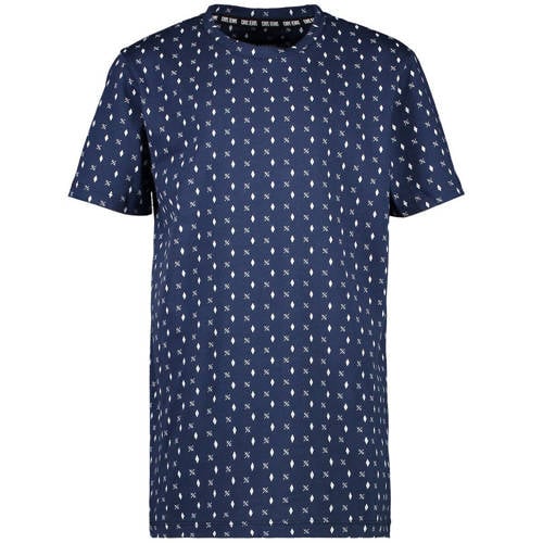 Cars T-shirt Joao met all over print donkerblauw/wit Jongens Katoen Ronde hals