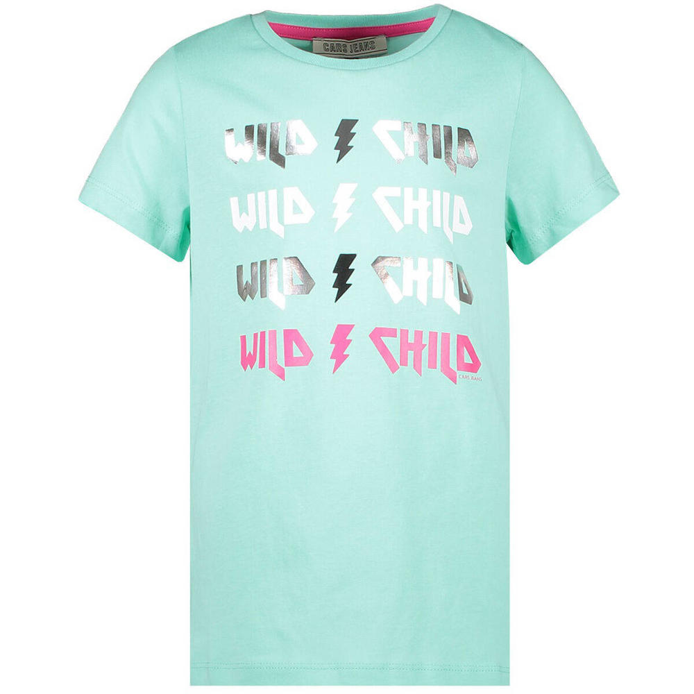 Mintgroene meisjes Cars T-shirt van katoen met printopdruk, korte mouwen en ronde hals