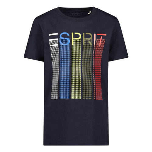 ESPRIT T-shirt met logo blauw Jongens Katoen Ronde hals Logo