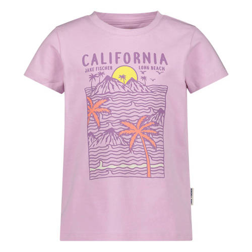 Jake Fischer T-shirt met printopdruk lila Paars Meisjes Stretchkatoen Ronde hals