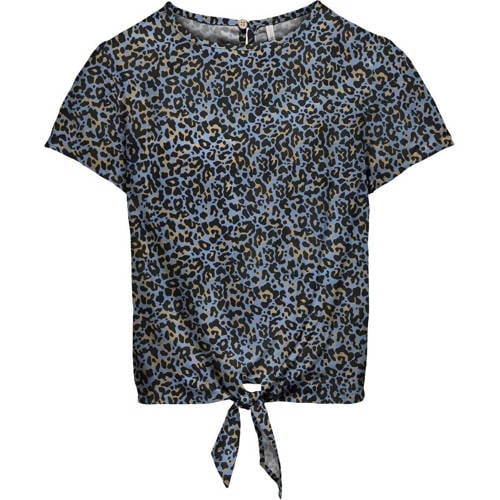 ONLY T-shirt KOGLINO met all over print donkerblauw Meisjes Polyester Ronde hals