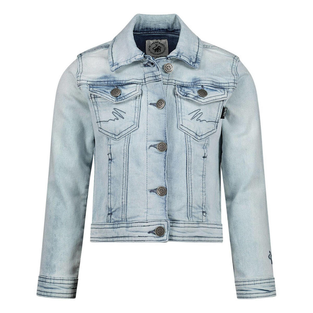 Light blue denim meisjes Me & My Monkey spijkerjas van stretchdenim met lange mouwen, klassieke kraag en knoopsluiting