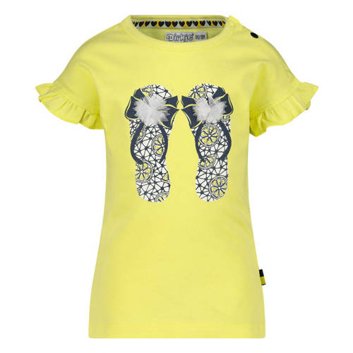 Dirkje T-shirt met printopdruk geel Meisjes Katoen Ronde hals Printopdruk