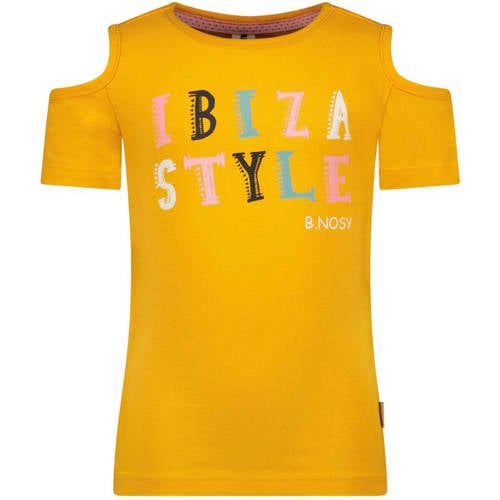 B.Nosy T-shirt met printopdruk oranjegeel Meisjes Stretchkatoen Ronde hals