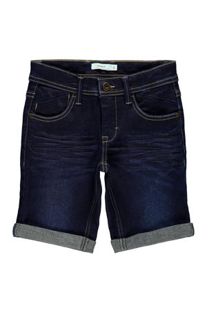 slim fit denim bermuda dark blue denim