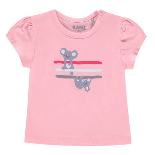 Kanz baby T-shirt met printopdruk roze Meisjes Katoen Ronde hals Printopdruk