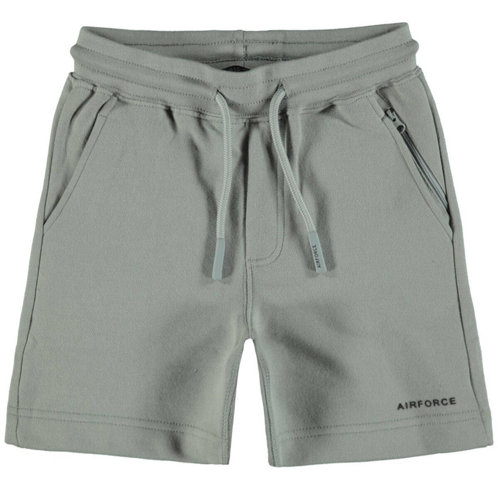 Grijze jongens Airforce sweatshort van katoen met regular fit, regular waist, elastische tailleband met koord en effen