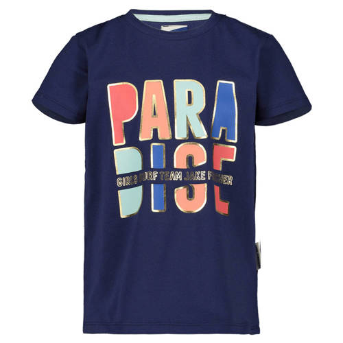 Jake Fischer T-shirt met printopdruk donkerblauw Meisjes Stretchkatoen Ronde hals