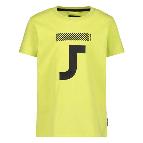 Jake Fischer T-shirt met printopdruk limegroen Jongens Katoen Ronde hals