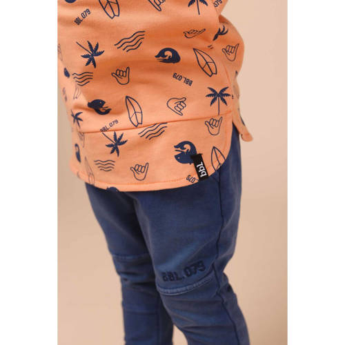 Beebielove T-shirt met all over print oranje Meisjes Katoen Ronde hals