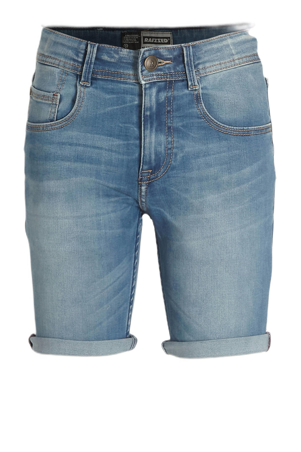 Light blue denim jongens Raizzed short Oregon stone van stretchdenim met regular waist, rits- en knoopsluiting en effen