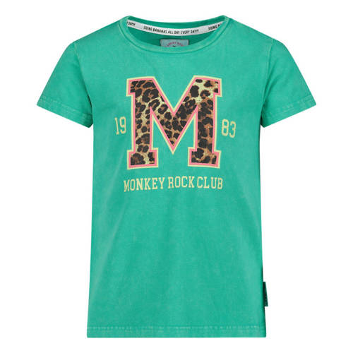 Me & My Monkey T-shirt met printopdruk groen Meisjes Katoen Ronde hals