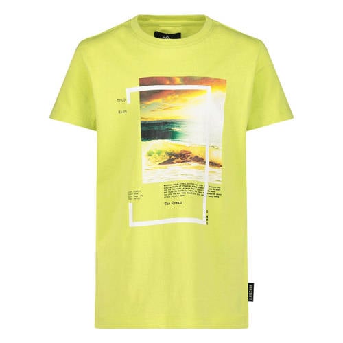 Jake Fischer T-shirt met printopdruk limegroen Jongens Katoen Ronde hals