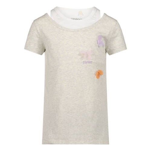 ESPRIT T-shirt met printopdruk grijs Meisjes Katoen Ronde hals Printopdruk
