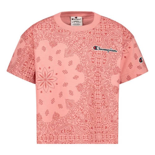 Champion T-shirt met all over print roze Meisjes Katoen Ronde hals All over print