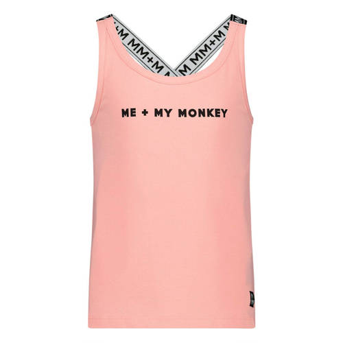 Me & My Monkey singlet met logo lichtroze Meisjes Stretchkatoen Ronde hals