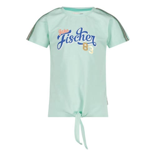 Jake Fischer T-shirt met printopdruk mintgroen Meisjes Stretchkatoen Ronde hals - 104