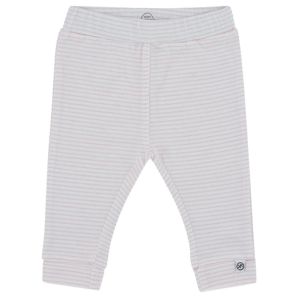 Roze en witte meisjes Born by Kiddo United gestreepte baby broek van katoen met elastische tailleband met koord