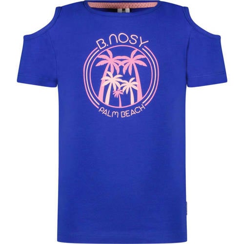 B.Nosy T-shirt met printopdruk kobaltblauw Meisjes Stretchkatoen Ronde hals