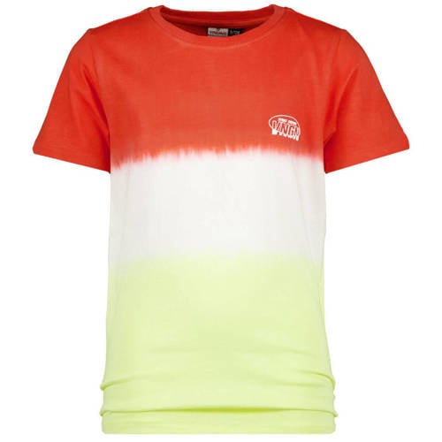 Vingino T-shirt rood/wit/geel Jongens Katoen Ronde hals Meerkleurig