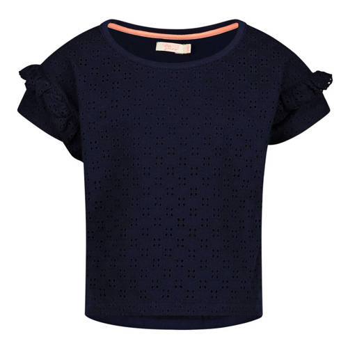 Orange Stars T-shirt marine Blauw Meisjes Stretchkatoen Ronde hals Effen