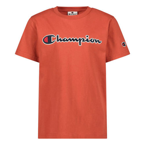Champion T-shirt met logo oranje Jongens Katoen Ronde hals Logo - 128