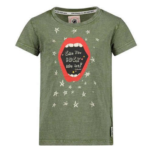 Me & My Monkey T-shirt met printopdruk groen/zwart Meisjes Katoen Ronde hals