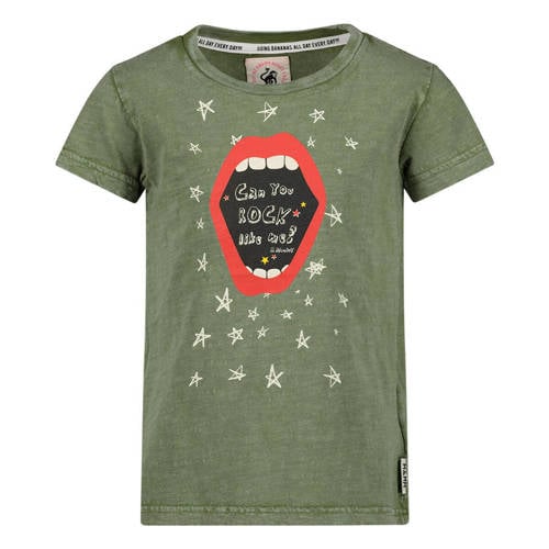 Me & My Monkey T-shirt met printopdruk groen/zwart Meisjes Katoen Ronde hals - 104