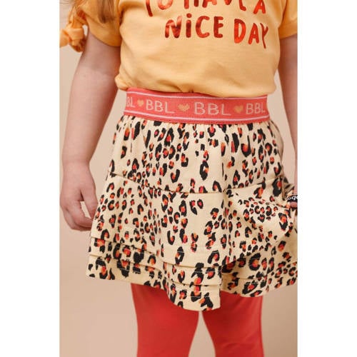 Beebielove baby T-shirt met tekst oranje Meisjes Katoen Ronde hals Tekst