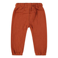 thumbnail: Roodbruine Jollein baby regular fit broek van katoen met elastische tailleband met koord en effen