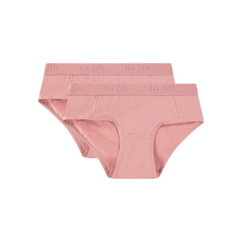 ten Cate hipster - set van 2 roze Slip Meisjes Stretchkatoen Effen - maat 122-128 afbeelding