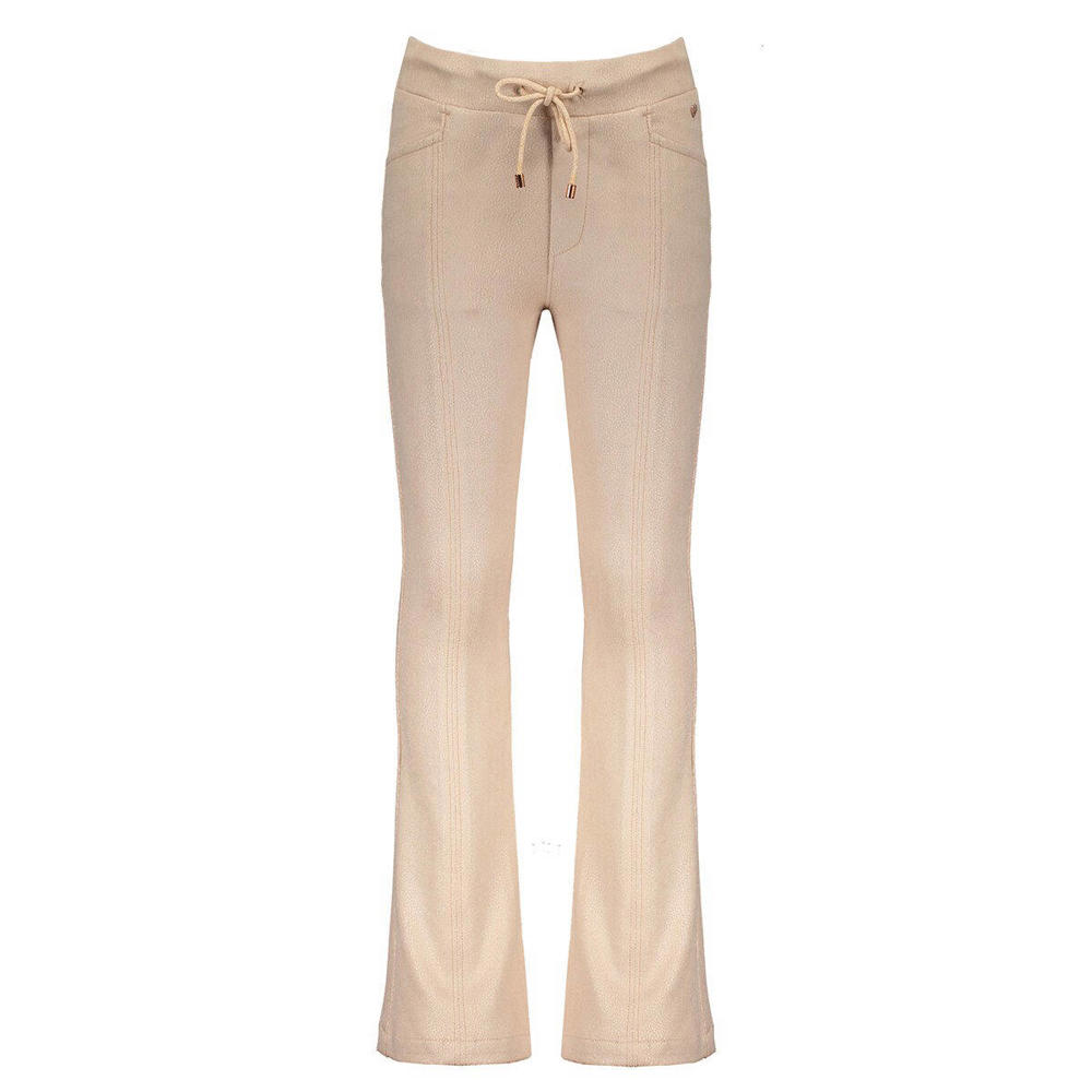 Beige meisjes NONO flared broek van polyester met elastische tailleband met koord