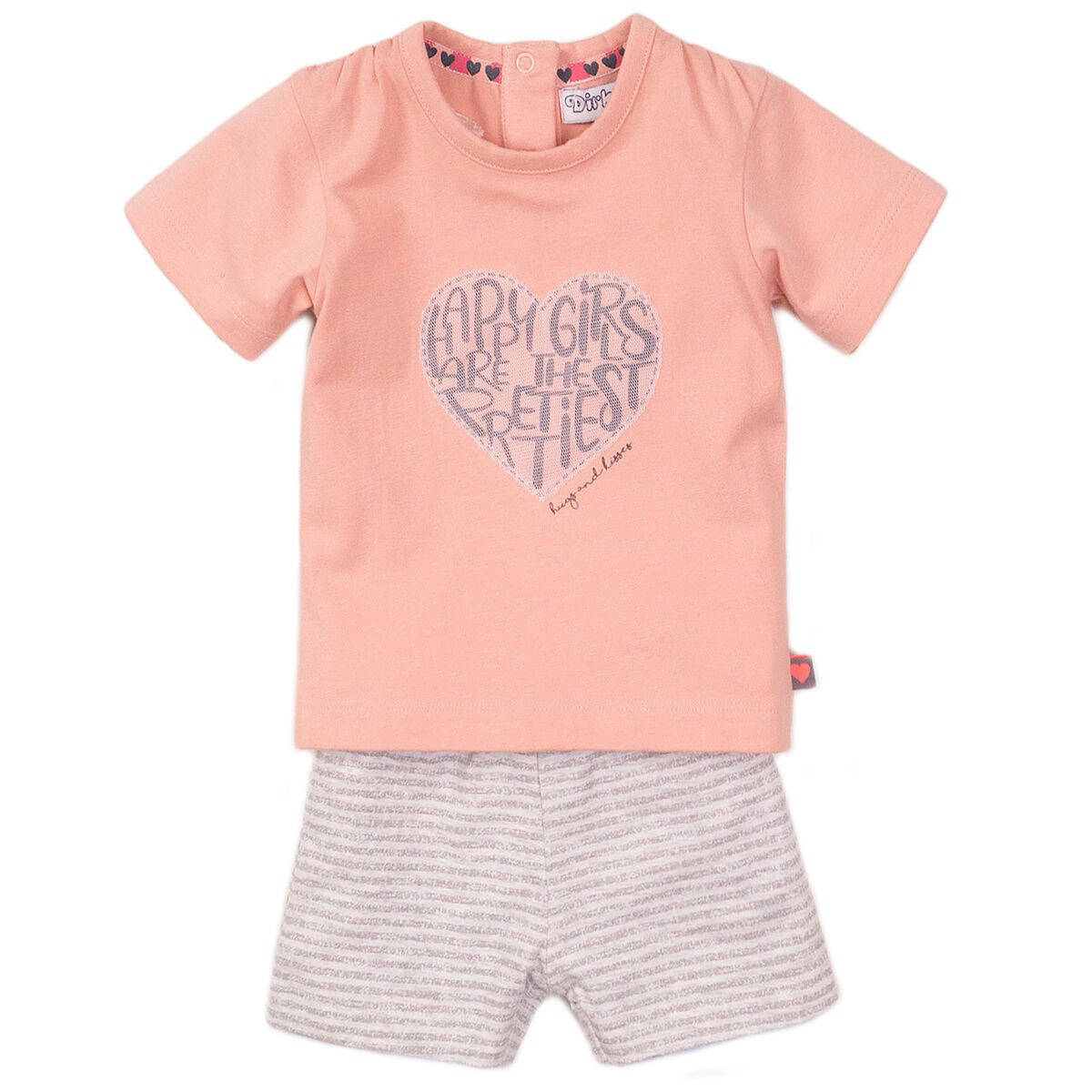 Dirkje baby T shirt short zalmroze grijs kleertjes