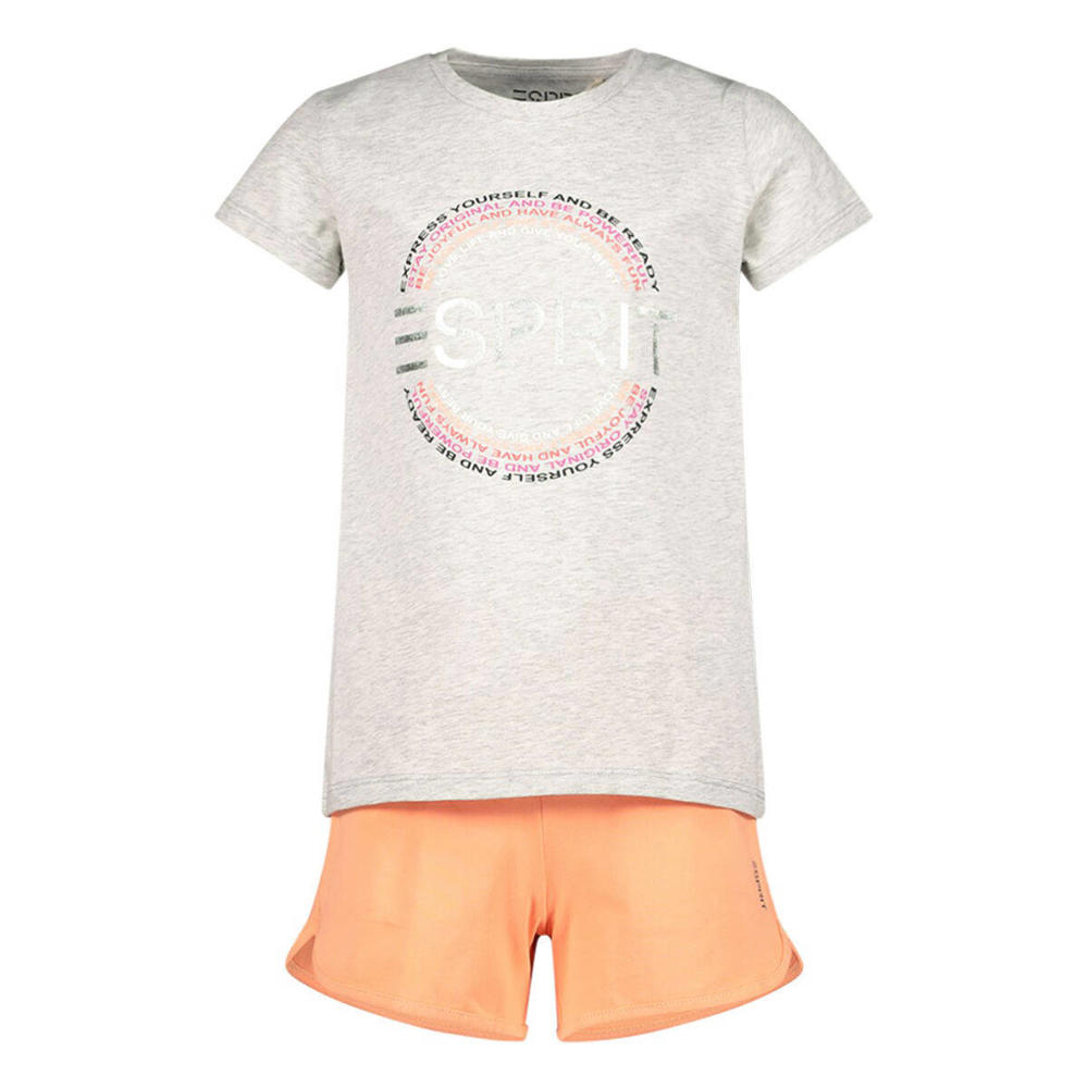 ESPRIT T-shirt + short lichtgrijs melange/oranje